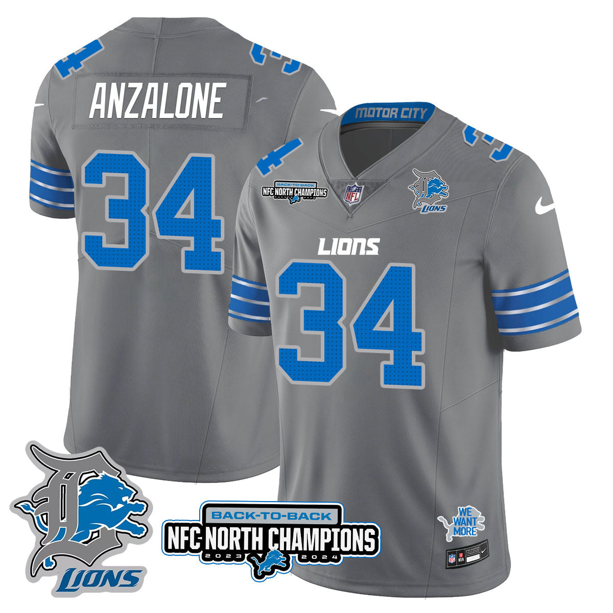 Detroit Lions – Alex Anzalone – 34 – Gray Jersey