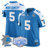 Detroit Lions 2024 NFC North Champions Gold Jersey – All Stitched – David Montgomery – 5 – Blue Alternate Jersey