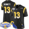 Los Angeles Rams 2024 NFC West Division Champions Jersey N1 – All Stitched – Stetson Bennett – 13 – Black Jersey