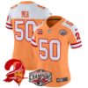 Women’s Tampa Bay Buccaneers Creamsicle 2024 NFC South Division Champions Patch Vapor Limited Jersey – All Stitched – Creamsicle Alternate – Vita Vea Jersey