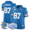 Detroit Lions 2024 NFC North Champions Gold Jersey – All Stitched – Sam LaPorta – 87 – Blue Jersey