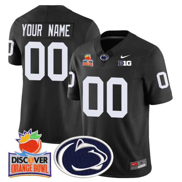 Custom Gender/Name Penn State Nittany Lions 2024 Orange Bowl Jersey N1 – All Stitched – Black Jersey