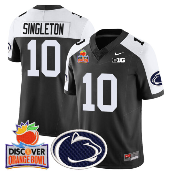 Penn State Nittany Lions 2024 Orange Bowl Jersey N1 – All Stitched – Black Alternate – Nicholas Singleton Jersey