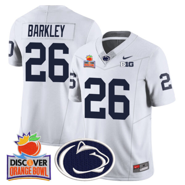 Penn State Nittany Lions 2024 Orange Bowl Jersey N1 – All Stitched – White – Saquon Barkley Jersey