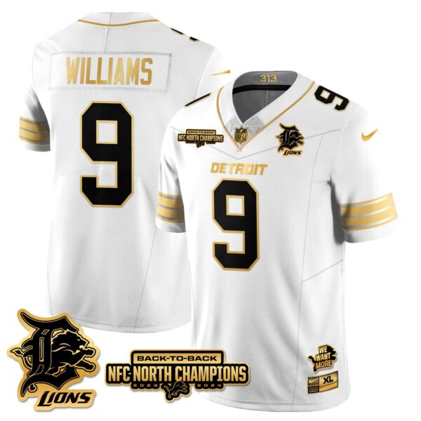Detroit Lions – Jameson Williams – 9 – White Gold Jersey