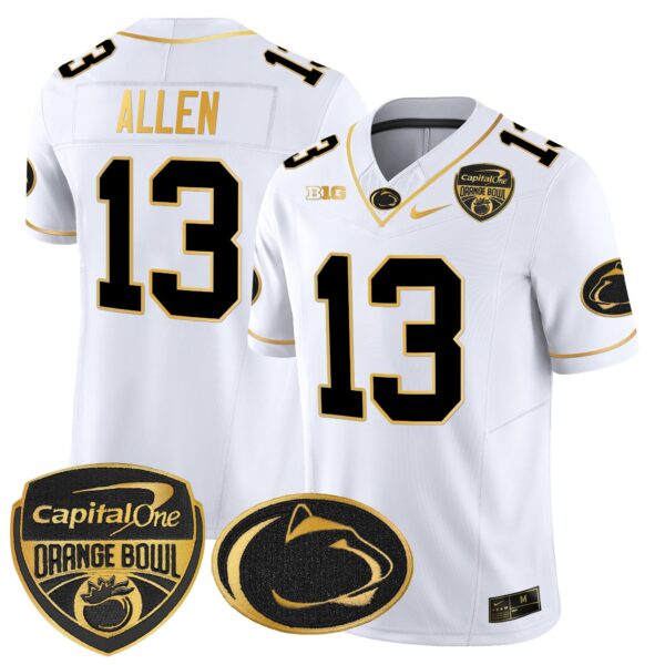 Penn State Nittany Lions Orange Bowl Patch Gold Vapor Limited Jersey – All Stitched – White Gold – Kaytron Allen Jersey