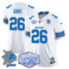 Detroit Lions 2024 NFC North Champions Gold Jersey – All Stitched – Jahmyr Gibbs – 26 – White Jersey