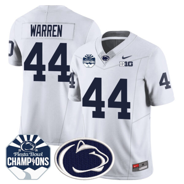 Penn State Nittany Lions 2024 Fiesta Bowl Champions Jersey – All Stitched – White – Tyler Warren Jersey