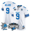 Detroit Lions 2024 NFC North Champions Gold Jersey N2 – All Stitched – Jameson Williams – 9 – White Jersey