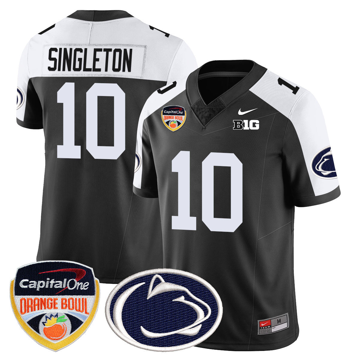 Penn State Nittany Lions 2024 Orange Bowl Jersey – All Stitched – Black Alternate – Nicholas Singleton Jersey