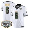 Eagles 2024 NFC East Division Champions Gold Trim Vapor Limited Jersey – All Stitched – White – DeVonta Smith Jersey
