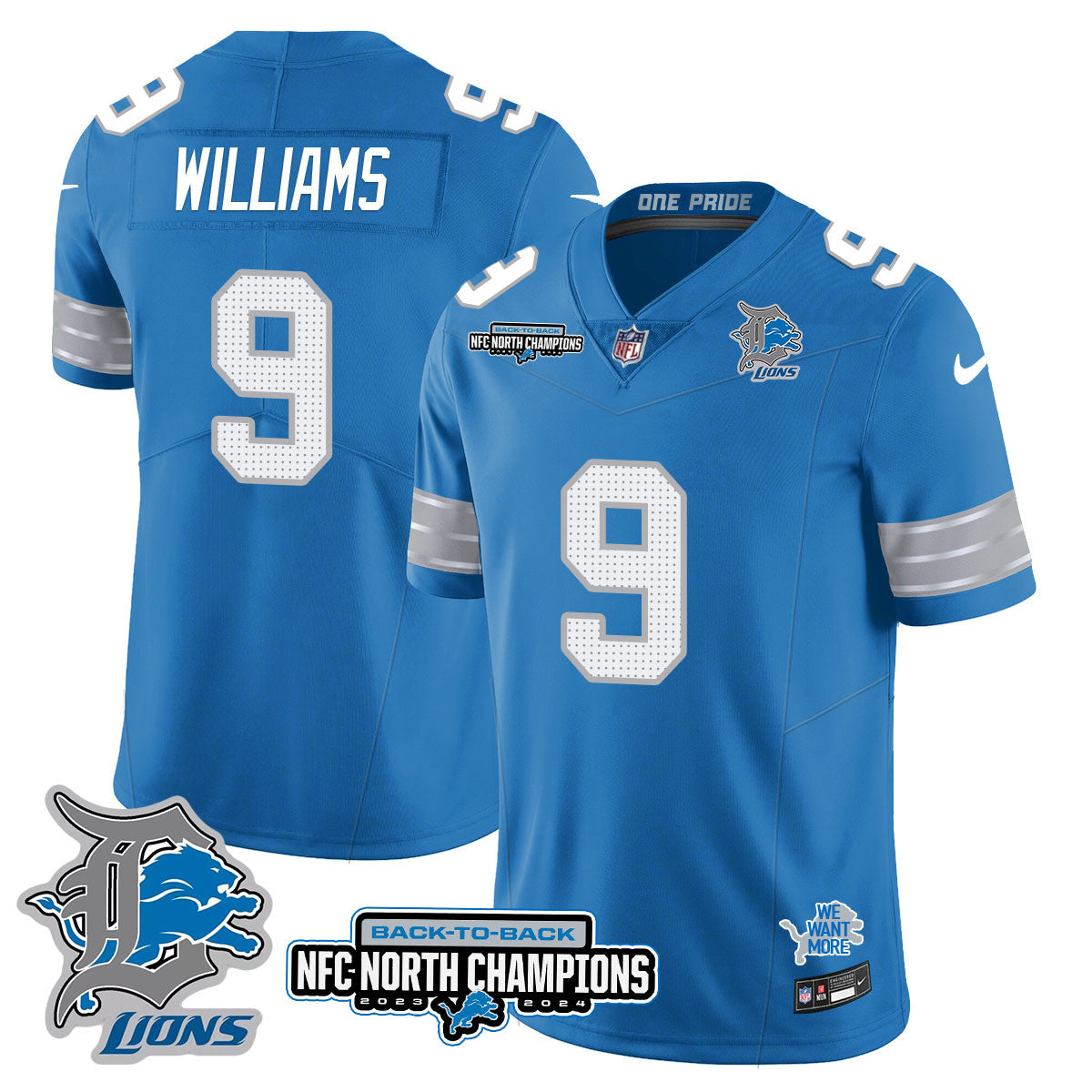 Detroit Lions – Jameson Williams – 9 – Blue Jersey