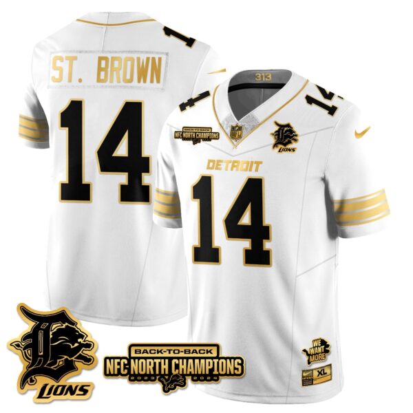 Detroit Lions – Amon-Ra St. Brown – 14 – White Gold Jersey