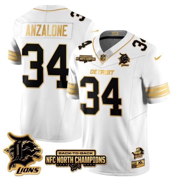 Detroit Lions – Alex Anzalone – 34 – White Gold Jersey