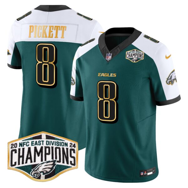 Eagles 2024 NFC East Division Champions Gold Trim Vapor Limited Jersey – All Stitched – Green Alternate – Kenny Pickett Jersey