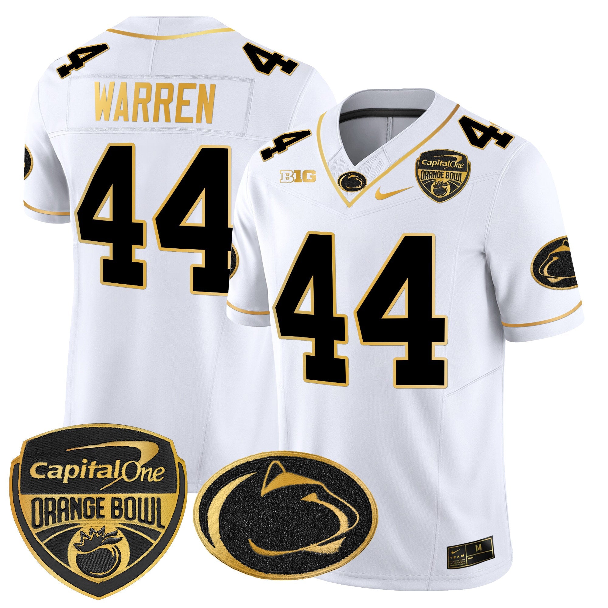 Penn State Nittany Lions Orange Bowl Patch Gold Vapor Limited Jersey – All Stitched – White Gold – Tyler Warren Jersey