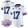 Bills 2024 AFC East Division Champions Gold Trim Vapor Limited Jersey – All Stitched – White – Josh Allen Jersey