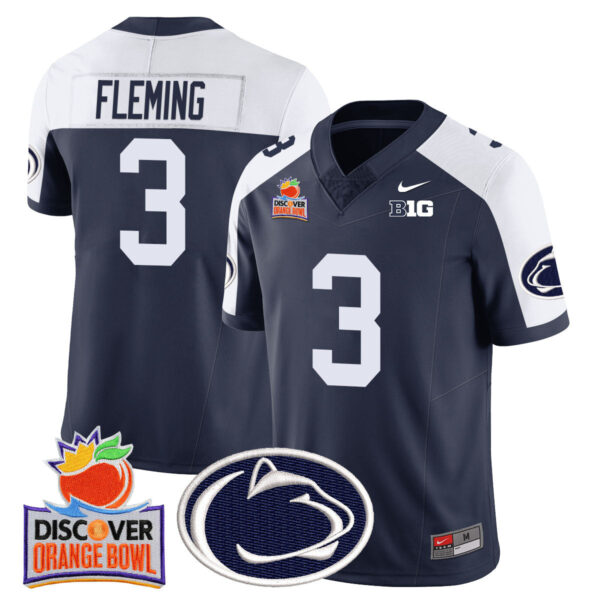 Penn State Nittany Lions 2024 Orange Bowl Jersey N1 – All Stitched – Navy Alternate – Julian Fleming Jersey