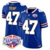 Bills 2024 AFC East Division Champions Gold Trim Vapor Limited Jersey – All Stitched – Royal – Donald Trump Jersey