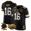 Detroit Lions 2024 NFC North Champions Gold Jersey – All Stitched – Jared Goff – 16 – Black Limited Jersey