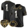 Penn State Nittany Lions Orange Bowl Patch Gold Vapor Limited Jersey – All Stitched – Black Limited – #1 Team Jersey