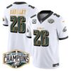 Eagles 2024 NFC East Division Champions Gold Trim Vapor Limited Jersey – All Stitched – White – Saquon Barkley Jersey