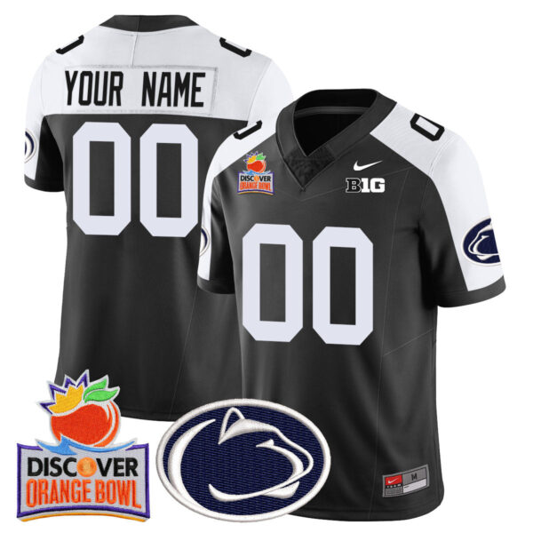 Custom Gender/Name Penn State Nittany Lions 2024 Orange Bowl Jersey N1 – All Stitched – Black Alternate Jersey