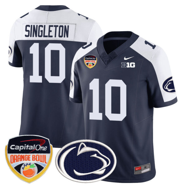 Penn State Nittany Lions 2024 Orange Bowl Jersey – All Stitched – Navy Alternate – Nicholas Singleton Jersey