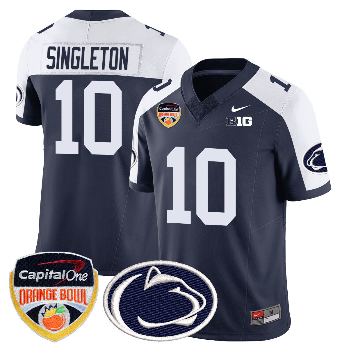 Penn State Nittany Lions 2024 Orange Bowl Jersey – All Stitched – Navy Alternate – Nicholas Singleton Jersey