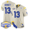 Los Angeles Rams 2024 NFC West Division Champions Jersey N1 – All Stitched – Stetson Bennett – 13 – Bone Jersey