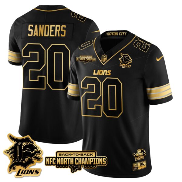 Detroit Lions – Barry Sanders – 20 – Black Gold Jersey