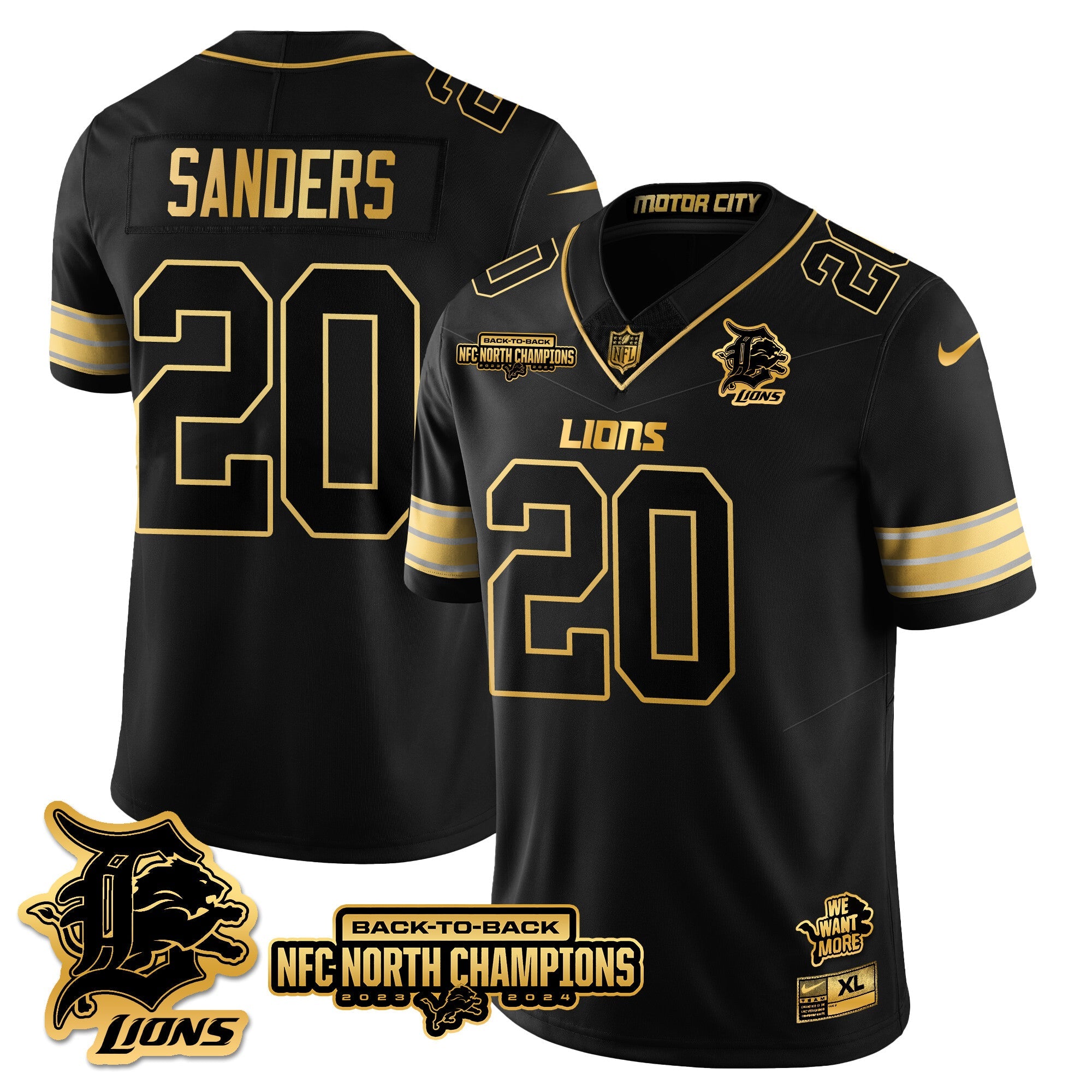 Detroit Lions – Barry Sanders – 20 – Black Gold Jersey