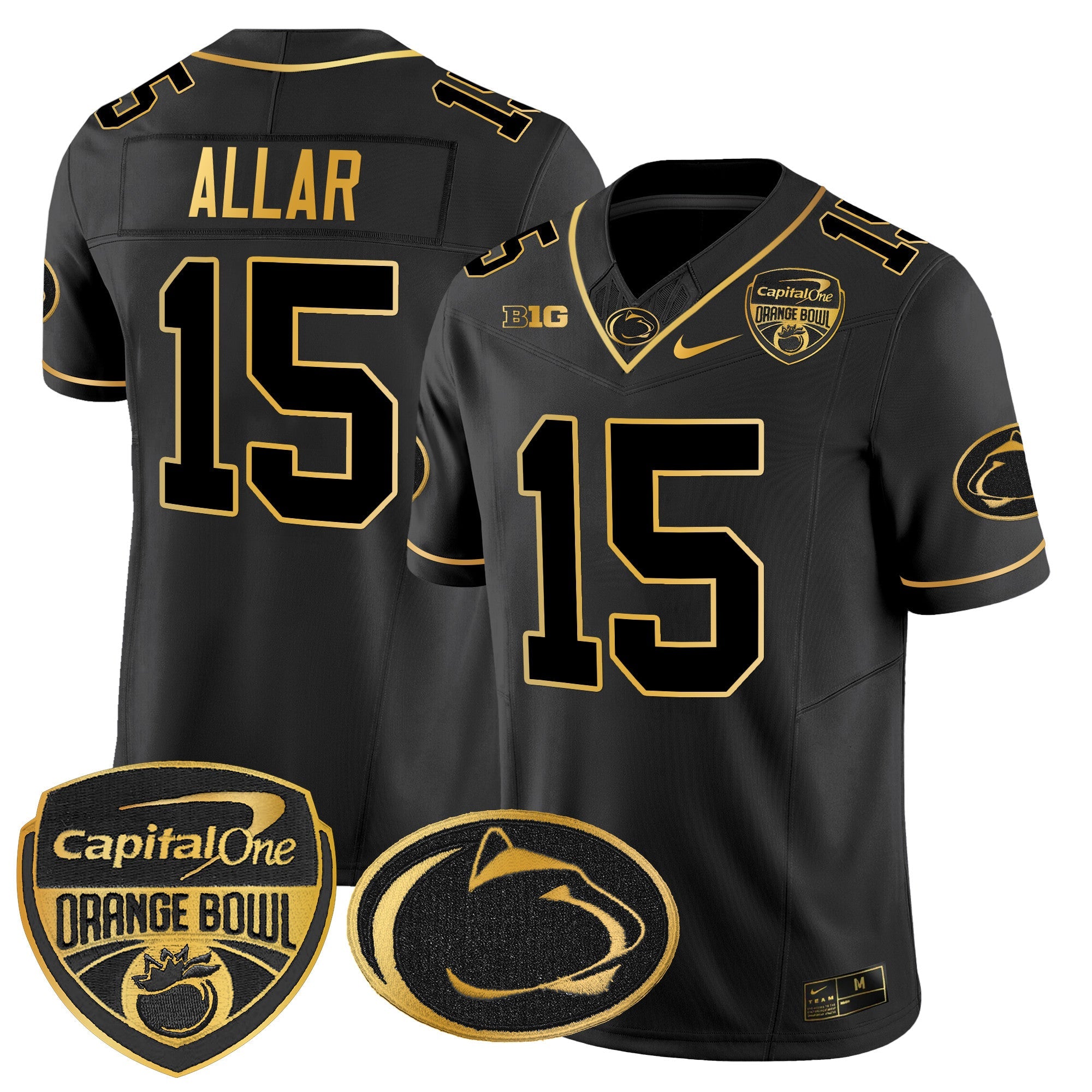 Penn State Nittany Lions Orange Bowl Patch Gold Vapor Limited Jersey – All Stitched – Black Gold – Drew Allar Jersey
