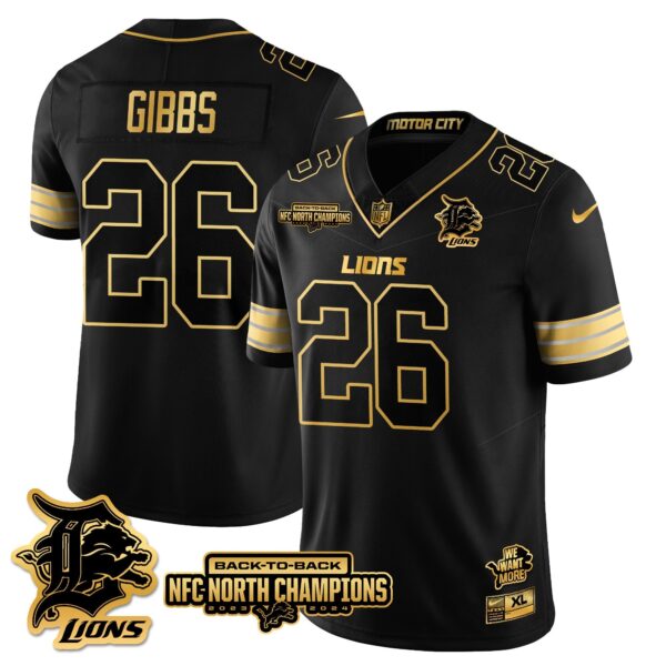 Detroit Lions – Jahmyr Gibbs – 26 – Black Gold Jersey