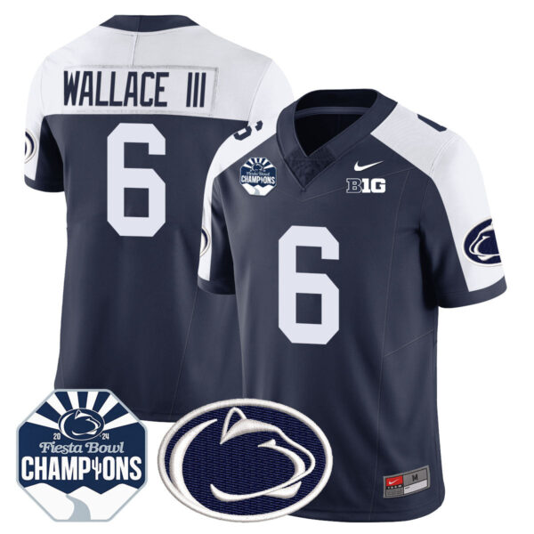 Penn State Nittany Lions 2024 Fiesta Bowl Champions Jersey – All Stitched – Navy Alternate – Harrison Wallace III Jersey