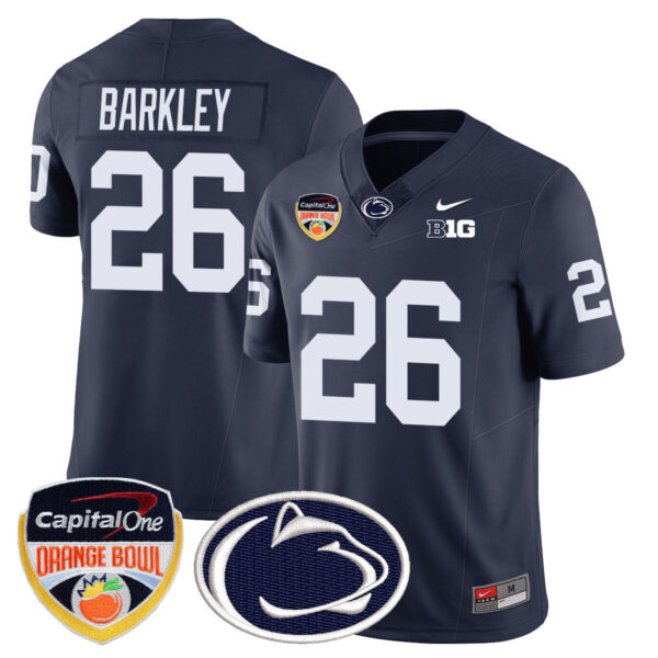 Penn State Nittany Lions 2024 Orange Bowl Jersey – All Stitched – Navy – Saquon Barkley Jersey