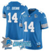 Detroit Lions 2024 NFC North Champions Gold Jersey N1 – All Stitched – Amon-Ra St. Brown – 14 – Blue Jersey