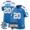 Detroit Lions 2024 NFC North Champions Gold Jersey N2 – All Stitched – Barry Sanders – 20 – Blue Alternate Jersey