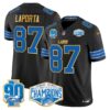 Detroit Lions 2024 NFC North Division Champions Patch Gold Trim Vapor Limited Jersey – All Stitched – Black – Sam Laporta Jersey