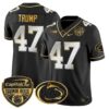 Penn State Nittany Lions Orange Bowl Patch Gold Vapor Limited Jersey – All Stitched – Black Limited – Donald Trump Jersey