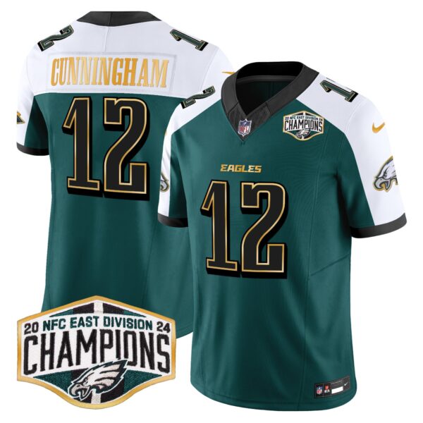 Eagles 2024 NFC East Division Champions Gold Trim Vapor Limited Jersey – All Stitched – Green Alternate – Randall Cunningham Jersey