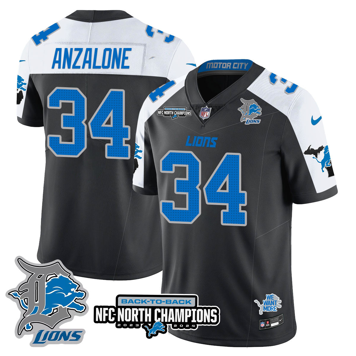 Detroit Lions – Alex Anzalone – 34 – Black Alternate Jersey