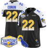 Los Angeles Rams 2024 NFC West Division Champions Jersey N1 – All Stitched – Blake Corum – 22 – Black Alternate Jersey