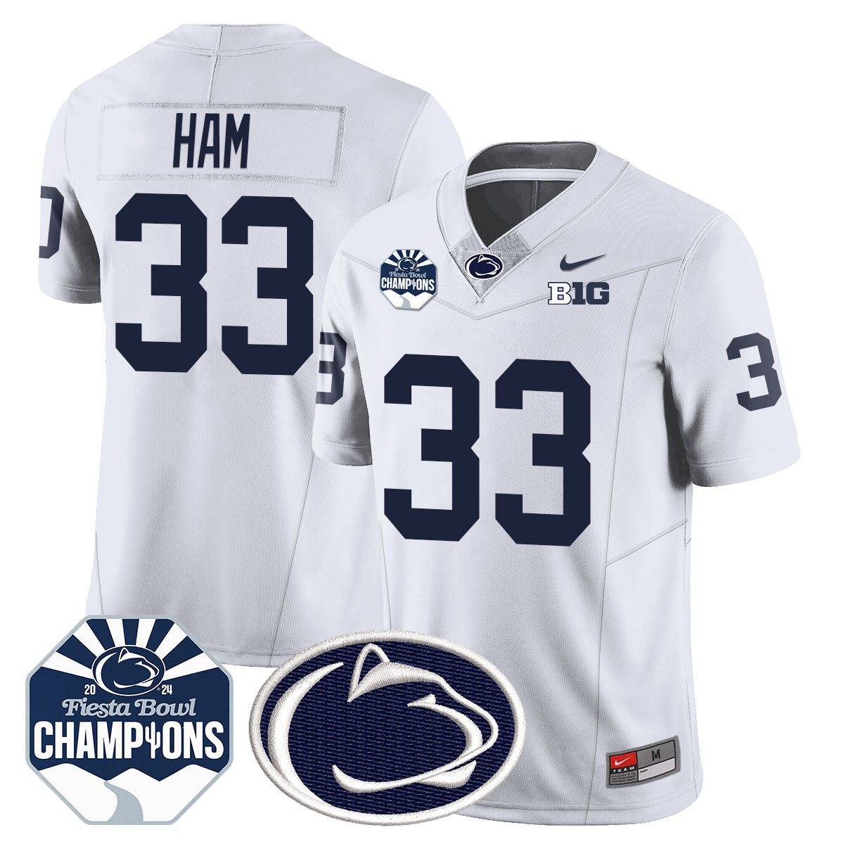 Penn State Nittany Lions 2024 Fiesta Bowl Champions Jersey – All Stitched – White – Jack Ham Jersey