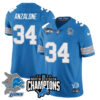 Detroit Lions 2024 NFC North Champions Gold Jersey N2 – All Stitched – Alex Anzalone – 34 – Blue Jersey
