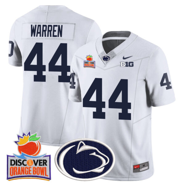 Penn State Nittany Lions 2024 Orange Bowl Jersey N1 – All Stitched – White – Tyler Warren Jersey
