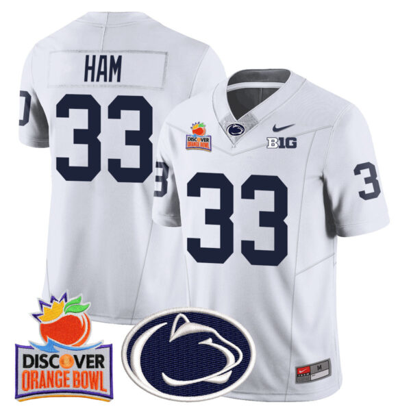 Penn State Nittany Lions 2024 Orange Bowl Jersey N1 – All Stitched – White – Jack Ham Jersey