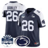 Penn State Nittany Lions 2024 Fiesta Bowl Champions Jersey – All Stitched – Navy Alternate – Saquon Barkley Jersey