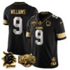 Detroit Lions 2024 NFC North Champions Gold Jersey – All Stitched – Jameson Williams – 9 – Black Limited Jersey