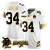 Detroit Lions 2024 NFC North Champions Gold Jersey N1 – All Stitched – Alex Anzalone – 34 – White Gold Jersey